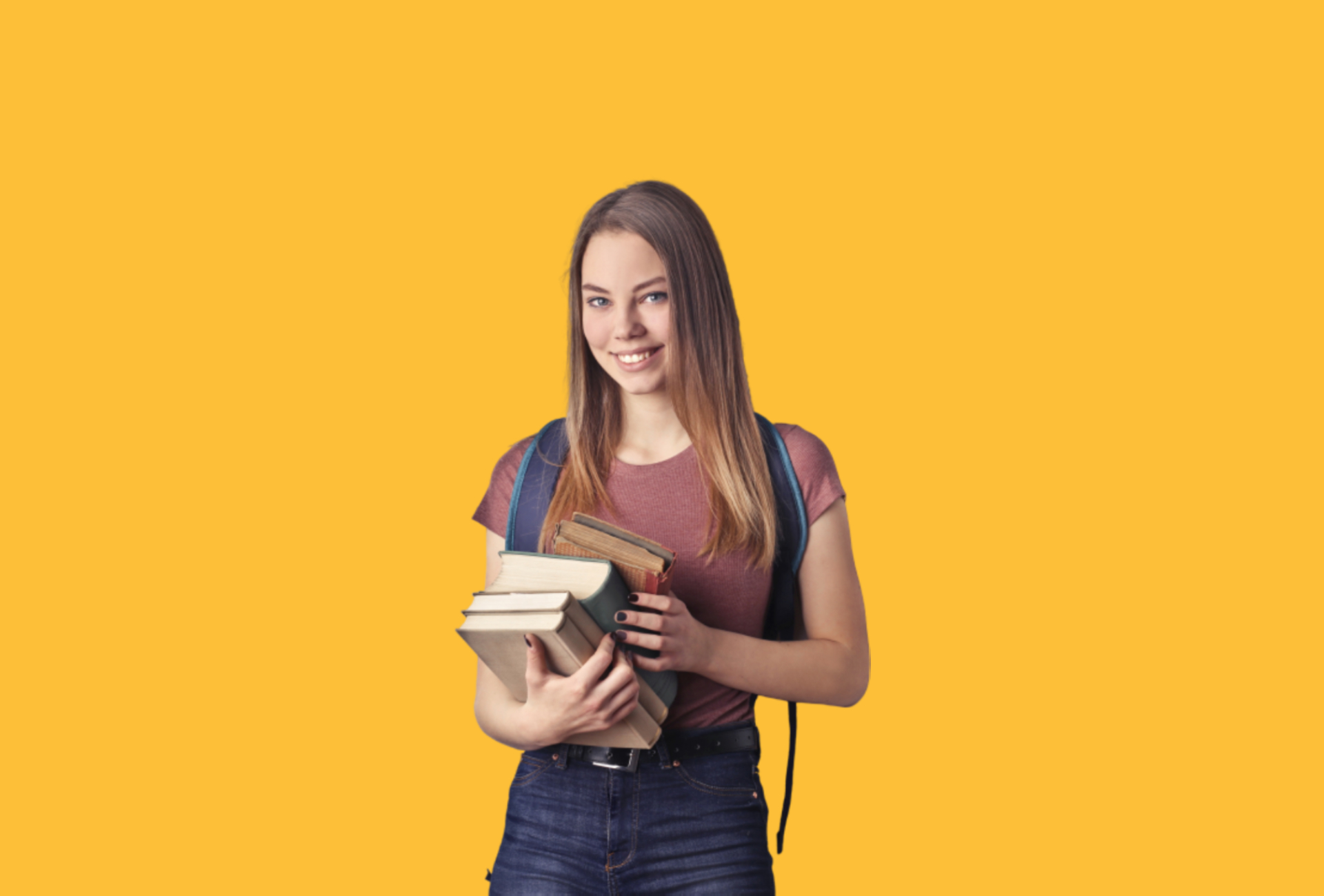 Estudante com livros, ilustrando aprendizado e formação